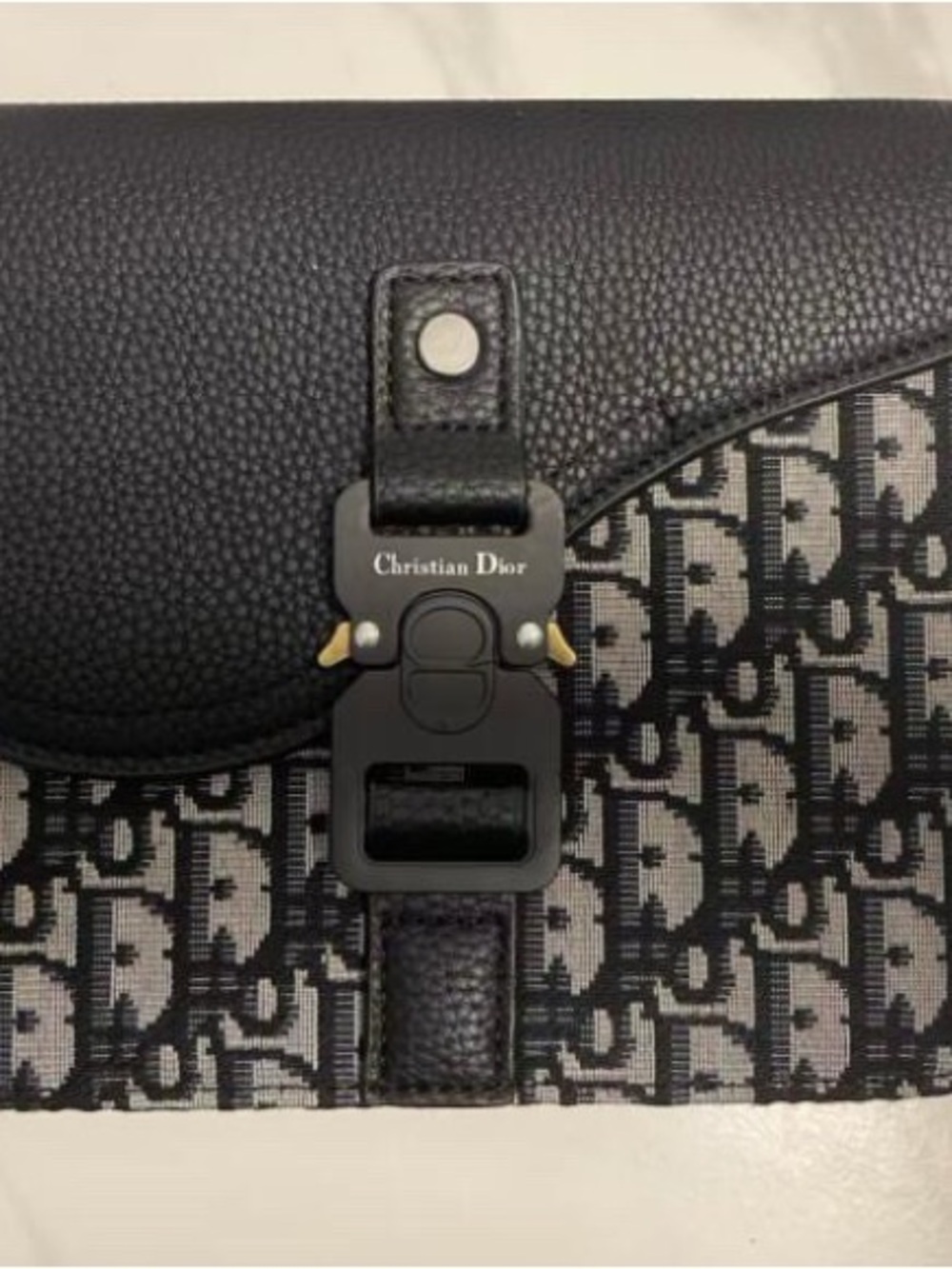 Dior Oblique Canvas Saddle Clutch in Black and Gray